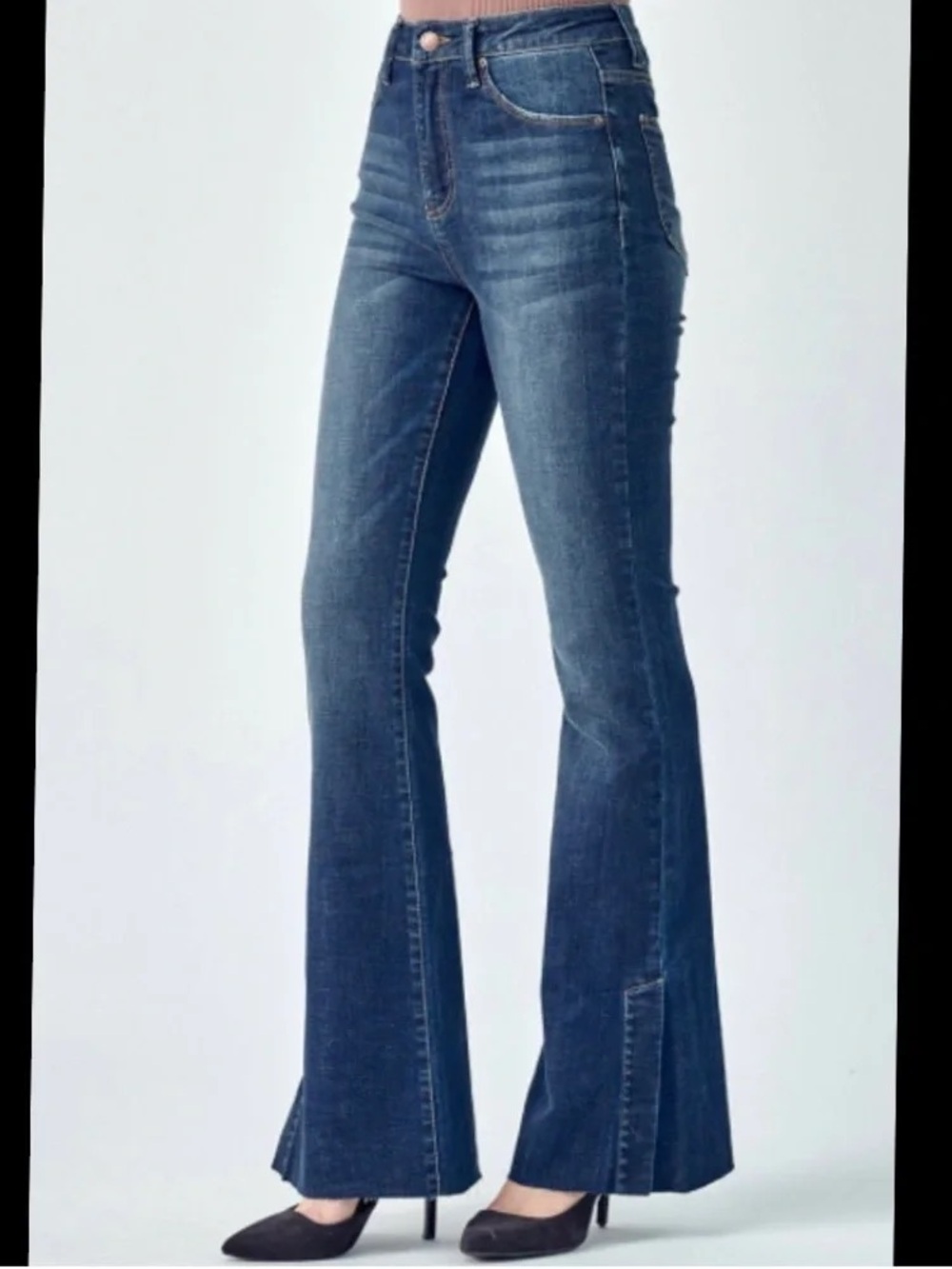Risen Lydia High Rise Bootcut Side Slit Jeans